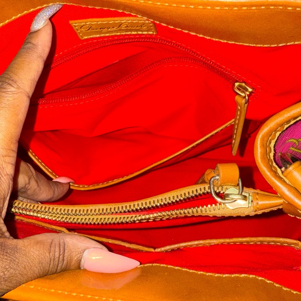 Dooney & Bourke Fuchsia Satchel with Camel Handles - Picture 7 of 9